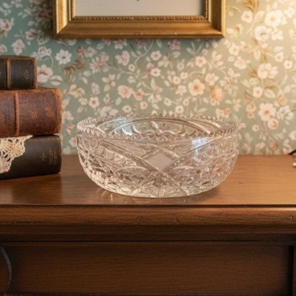 Imperlux Crystal Serving Bowl, Vintage West Germany Cut-Glass Centerpiece